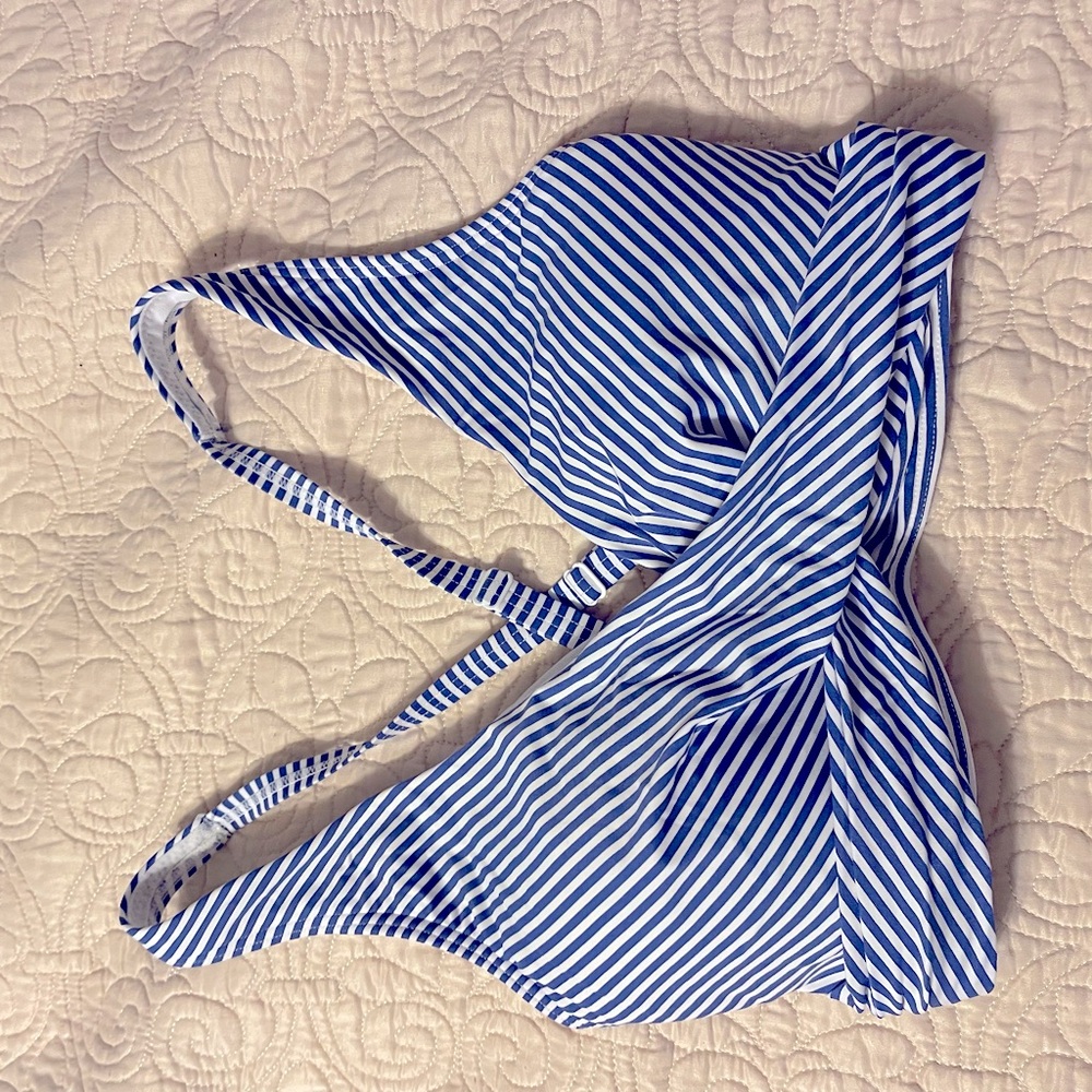 Striped Blue and White Bikini Top - Picture 6 of 6